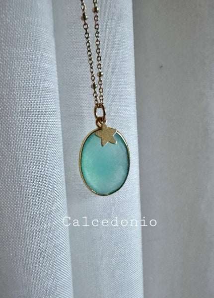 Collana calcedonio e stellina